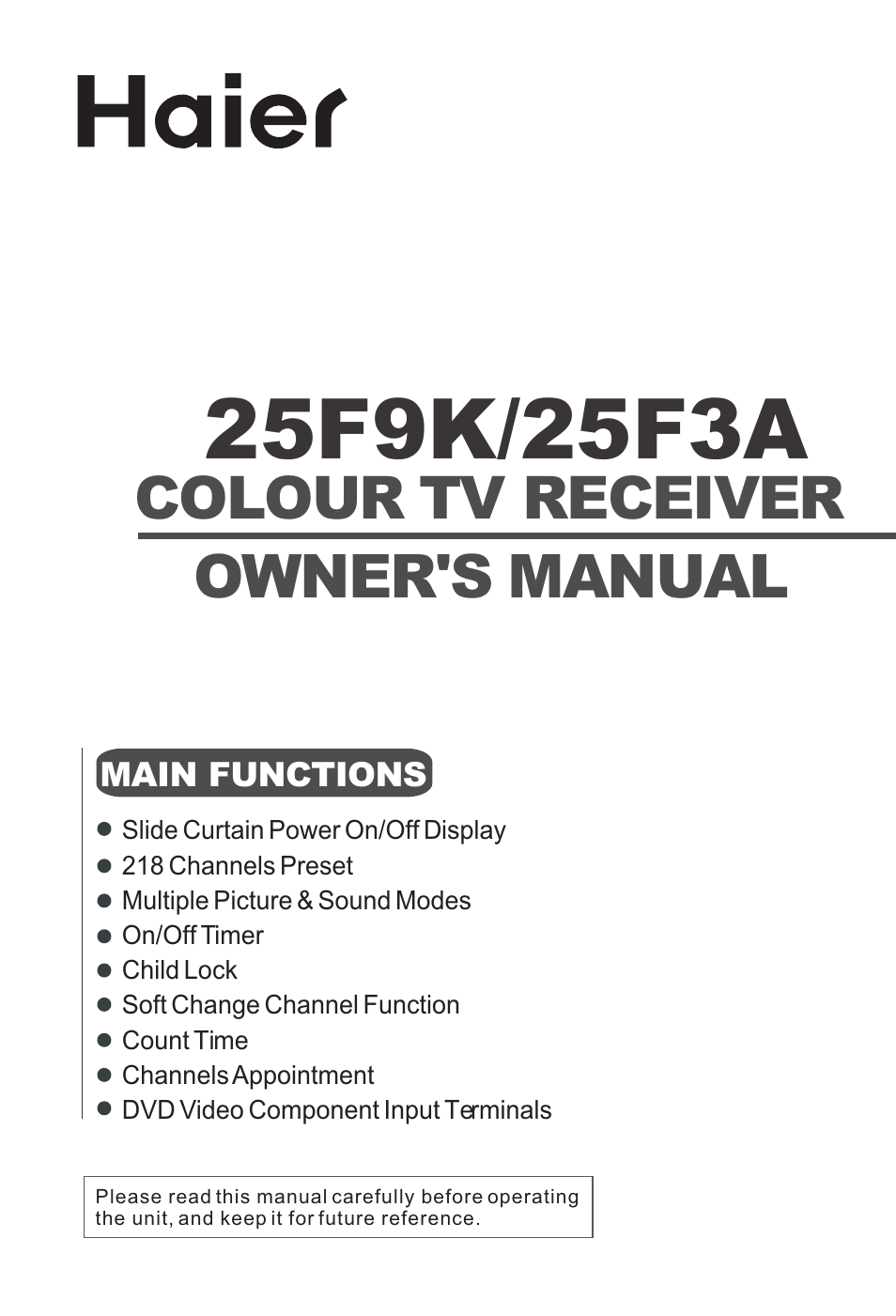 haier 25F3A User Manual | 32 pages
