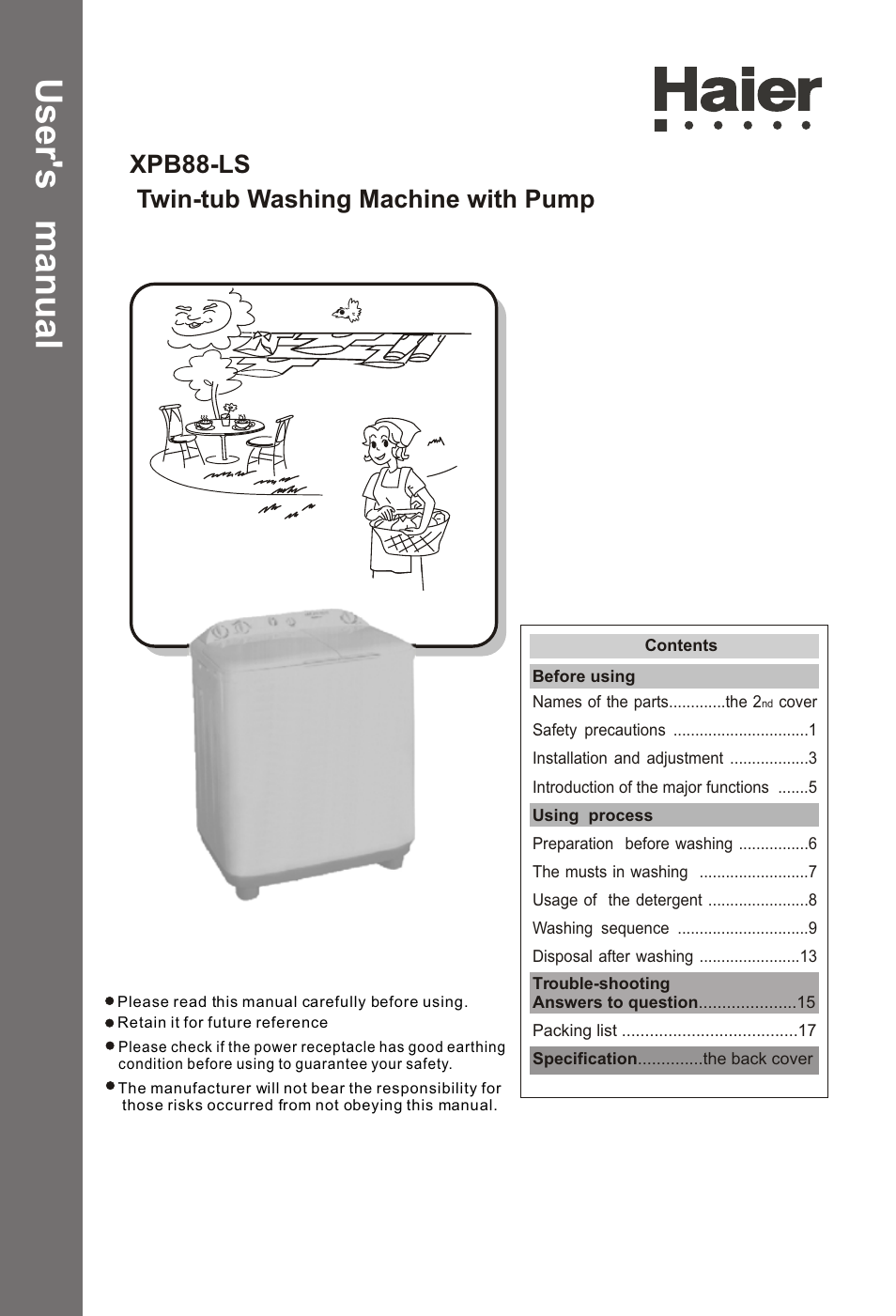 haier XPB88-LS User Manual | 40 pages