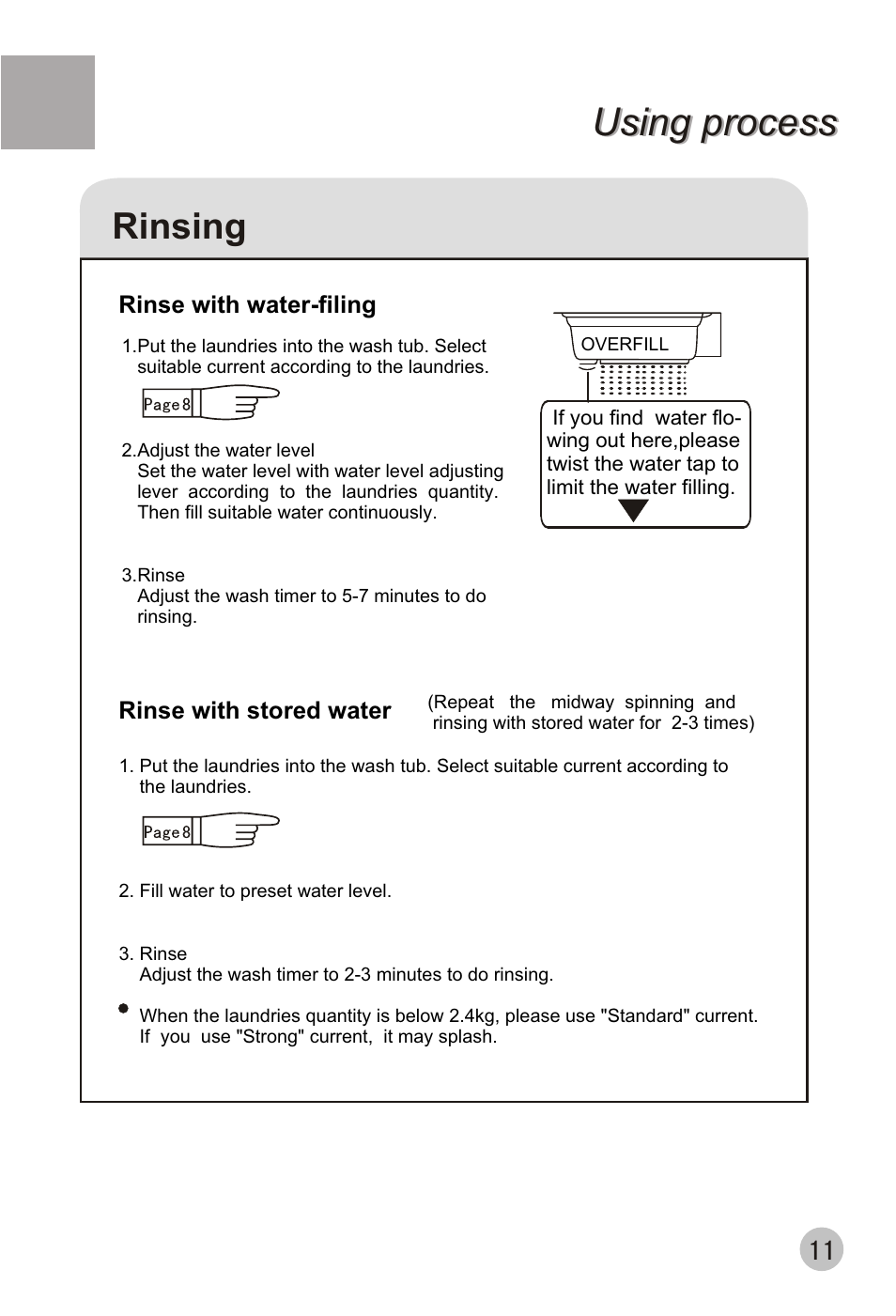 Using process, Rinsing | haier XPB88-LS User Manual | Page 13 / 40