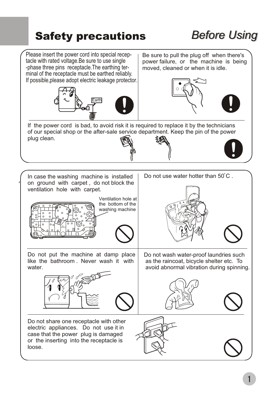 Before using, Safety precautions | haier XPB88-LS User Manual | Page 3 / 40