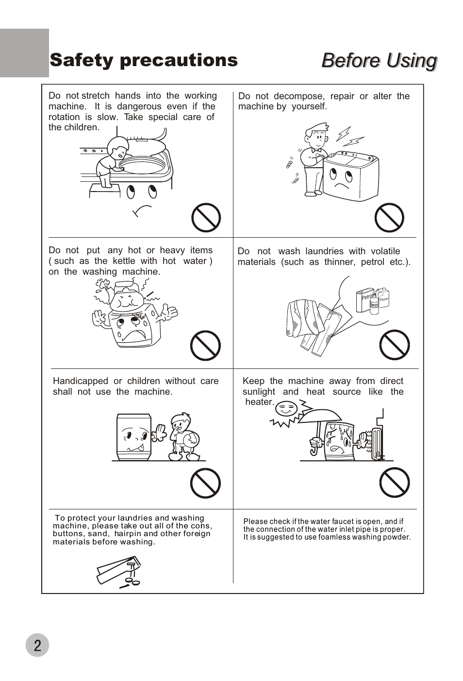 Before using, Safety precautions | haier XPB88-LS User Manual | Page 4 / 40