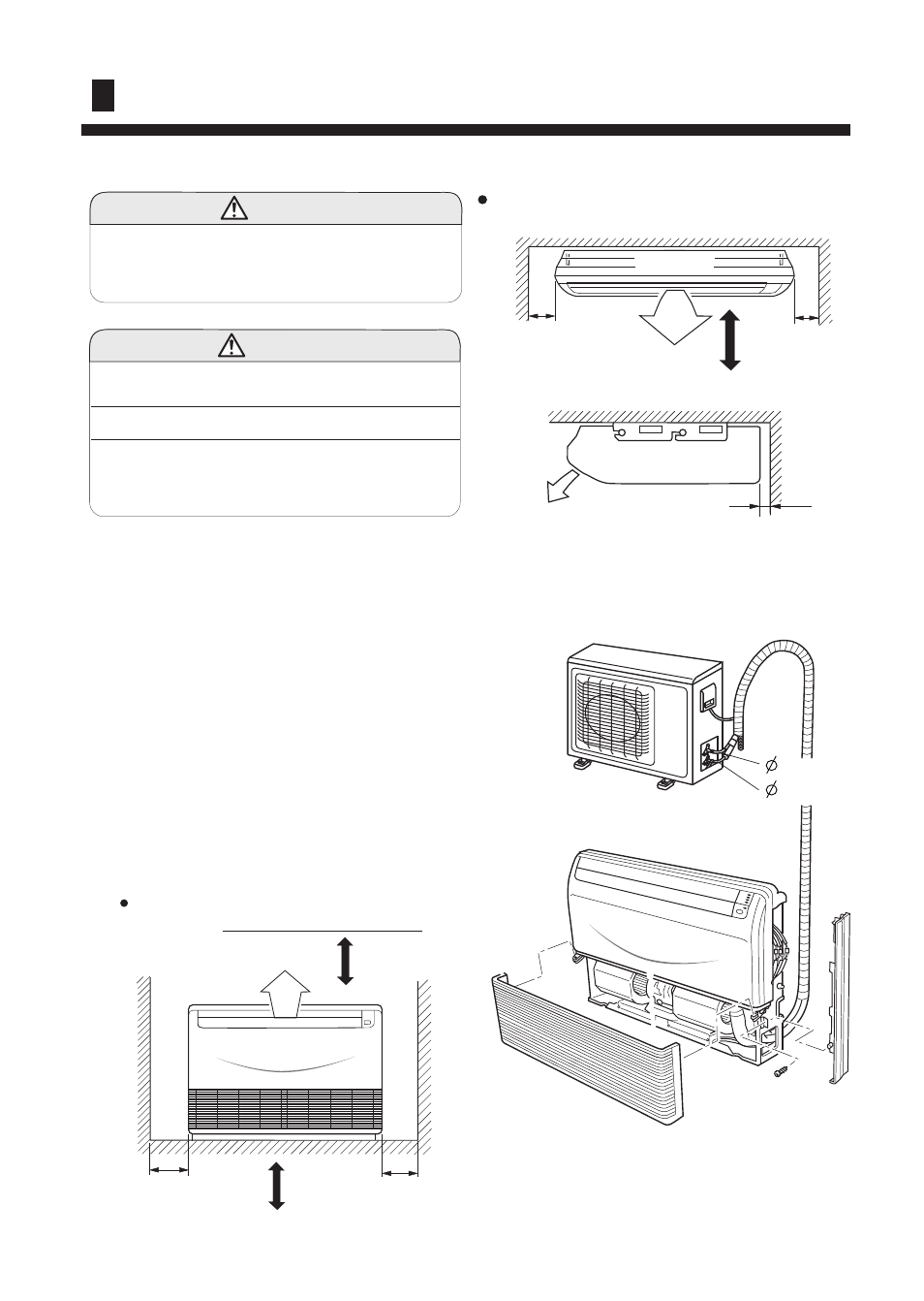 Installation procedures, Under ceiling, Floor console | Selecting the mounting position, Warning caution | haier AC142ACERA User Manual | Page 10 / 25
