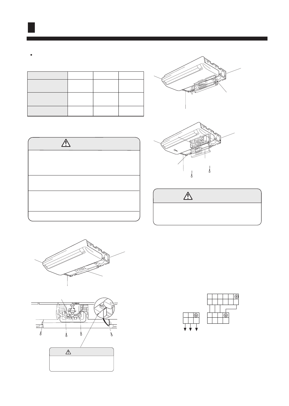 Installation procedures, Caution, Electrical wiring 1. indoor unit side | Electrical requirement | haier AC142ACERA User Manual | Page 19 / 25