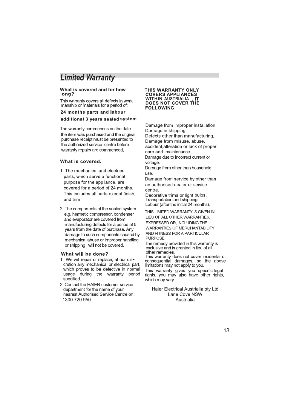 haier HFM185 User Manual | Page 14 / 15