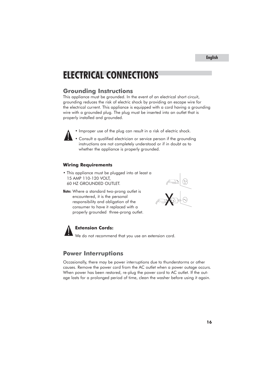 Electrical connections | haier GWT700AW User Manual | Page 17 / 52