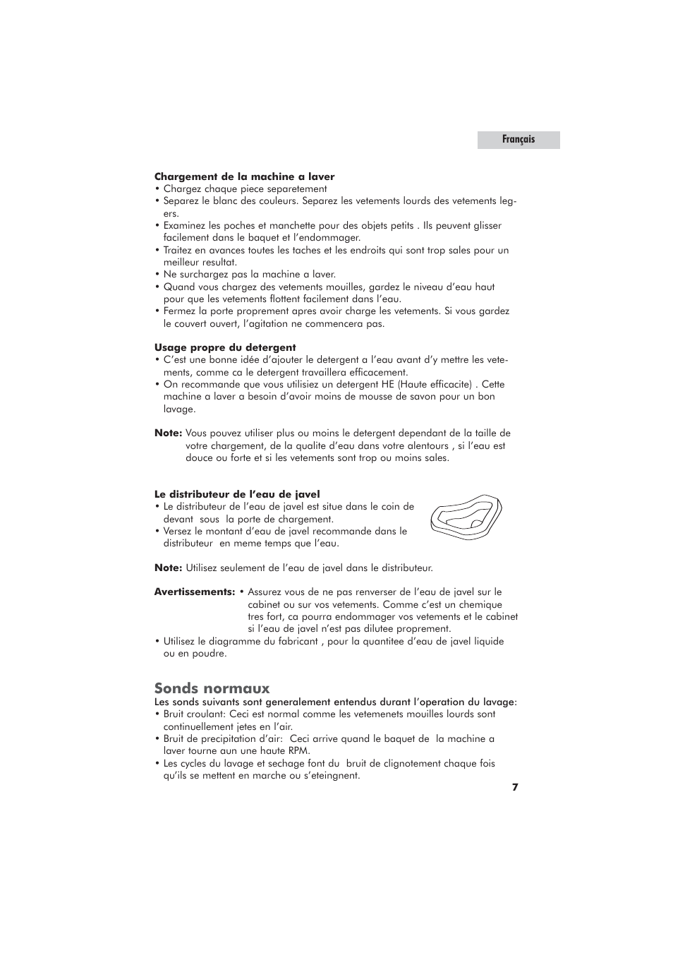 Sonds normaux | haier GWT700AW User Manual | Page 25 / 52