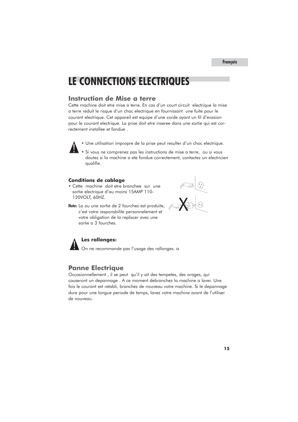 Le connections electriques | haier GWT700AW User Manual | Page 33 / 52