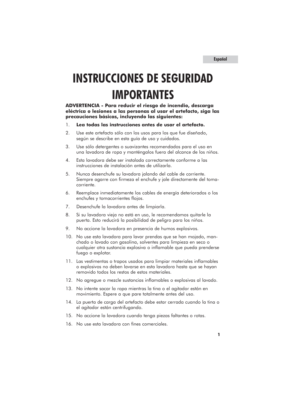 Instrucciones de seguridad importantes | haier GWT700AW User Manual | Page 35 / 52