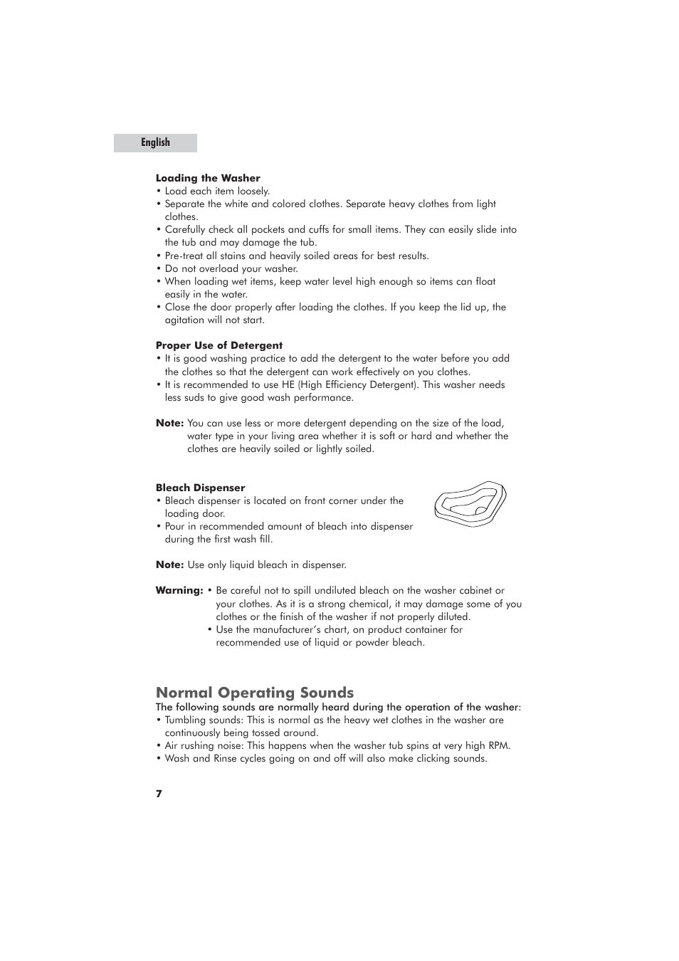 Normal operating sounds | haier GWT700AW User Manual | Page 8 / 52