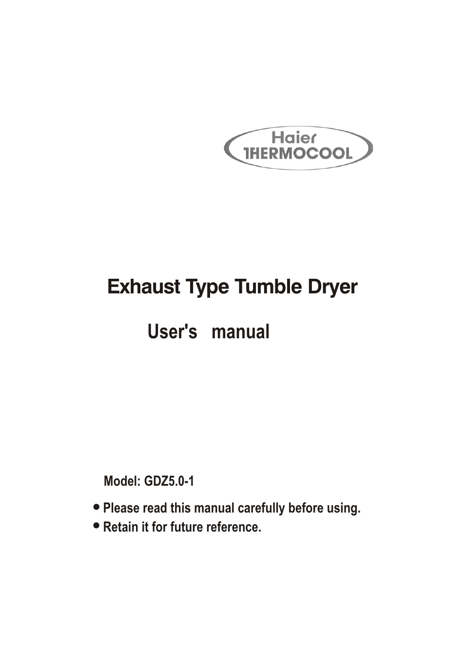 haier GDZ5.0-1 User Manual | 16 pages