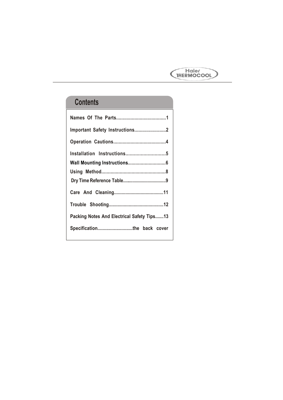 haier GDZ5.0-1 User Manual | Page 2 / 16