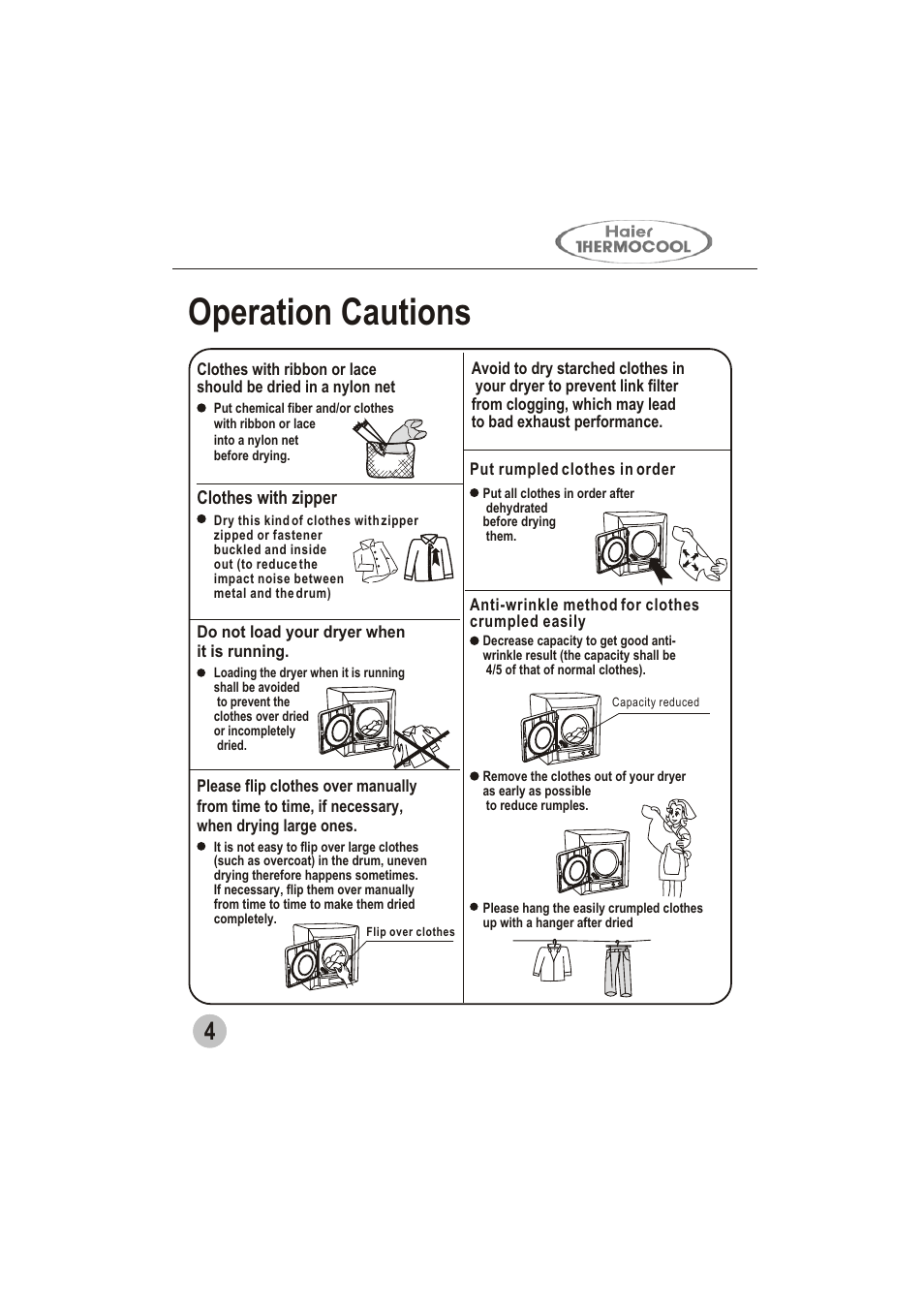 Operation cautions | haier GDZ5.0-1 User Manual | Page 6 / 16
