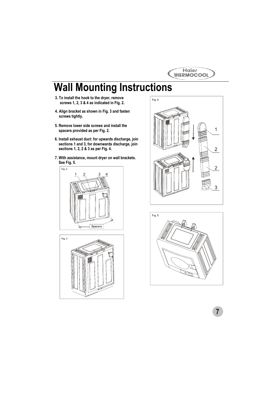 Wall mounting instructions | haier GDZ5.0-1 User Manual | Page 9 / 16