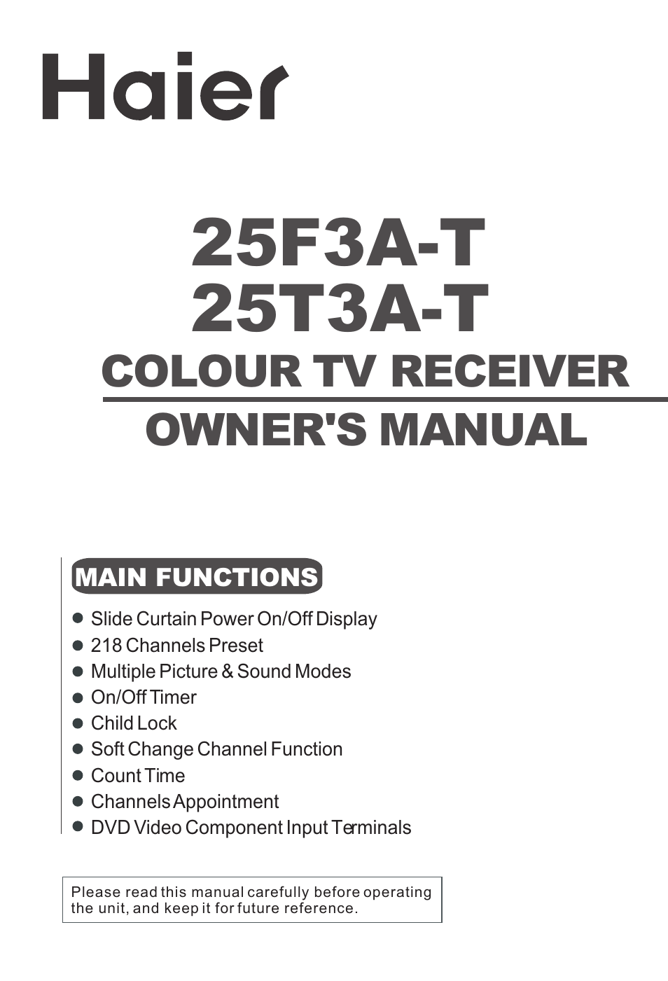 haier 25T3A-T User Manual | 29 pages