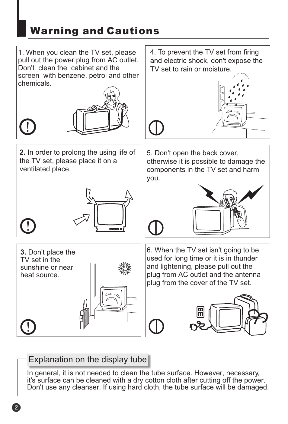 Warning and cautions | haier 25T3A-T User Manual | Page 3 / 29