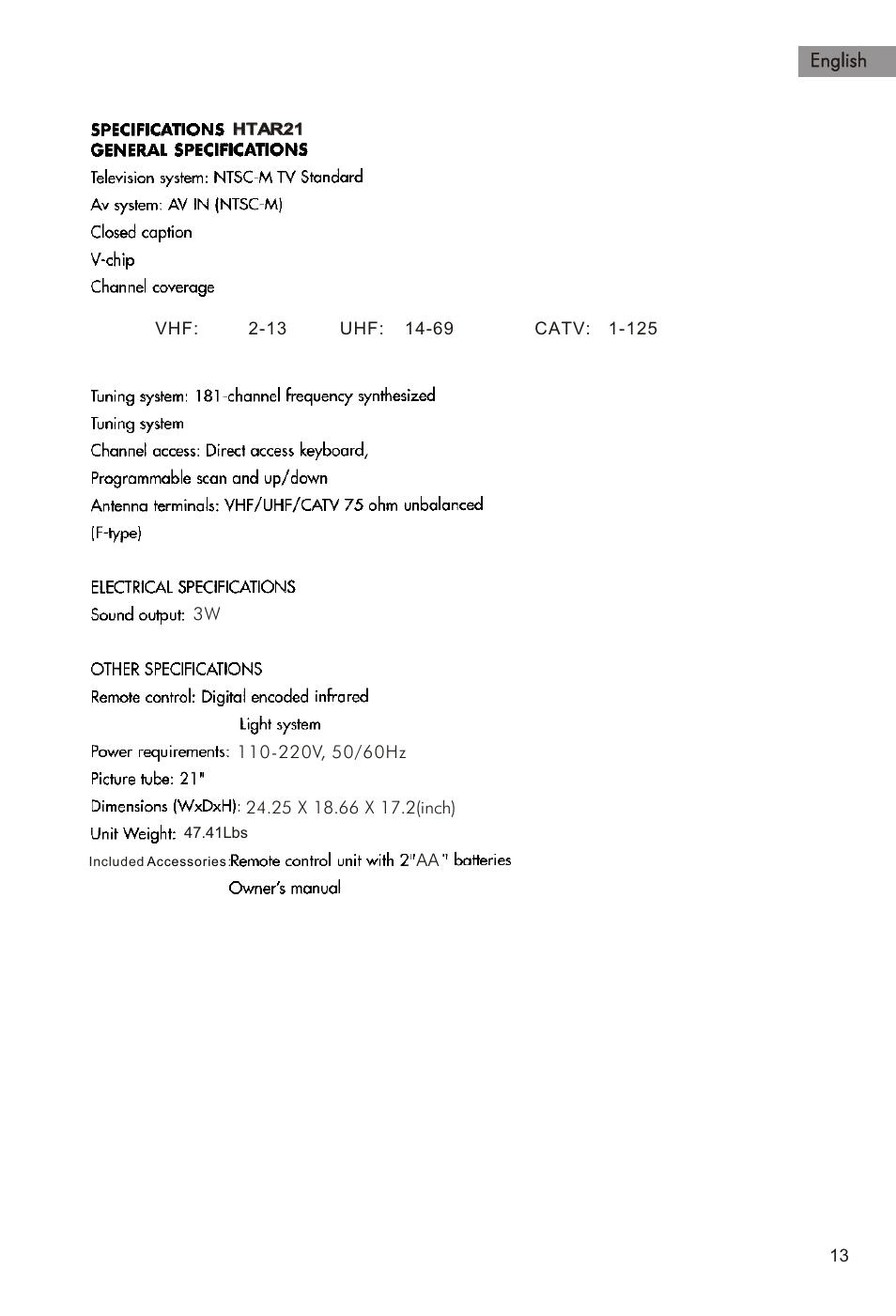Т³гж 14 | haier HTAR21 User Manual | Page 14 / 41