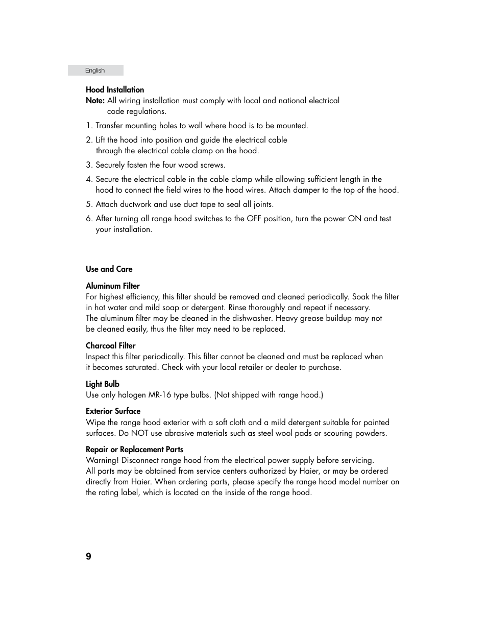 haier HHX6130 User Manual | Page 10 / 36