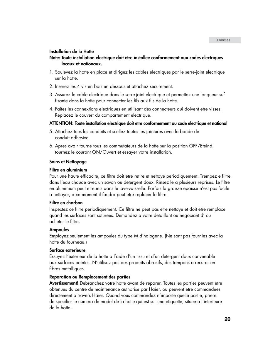 haier HHX6130 User Manual | Page 21 / 36