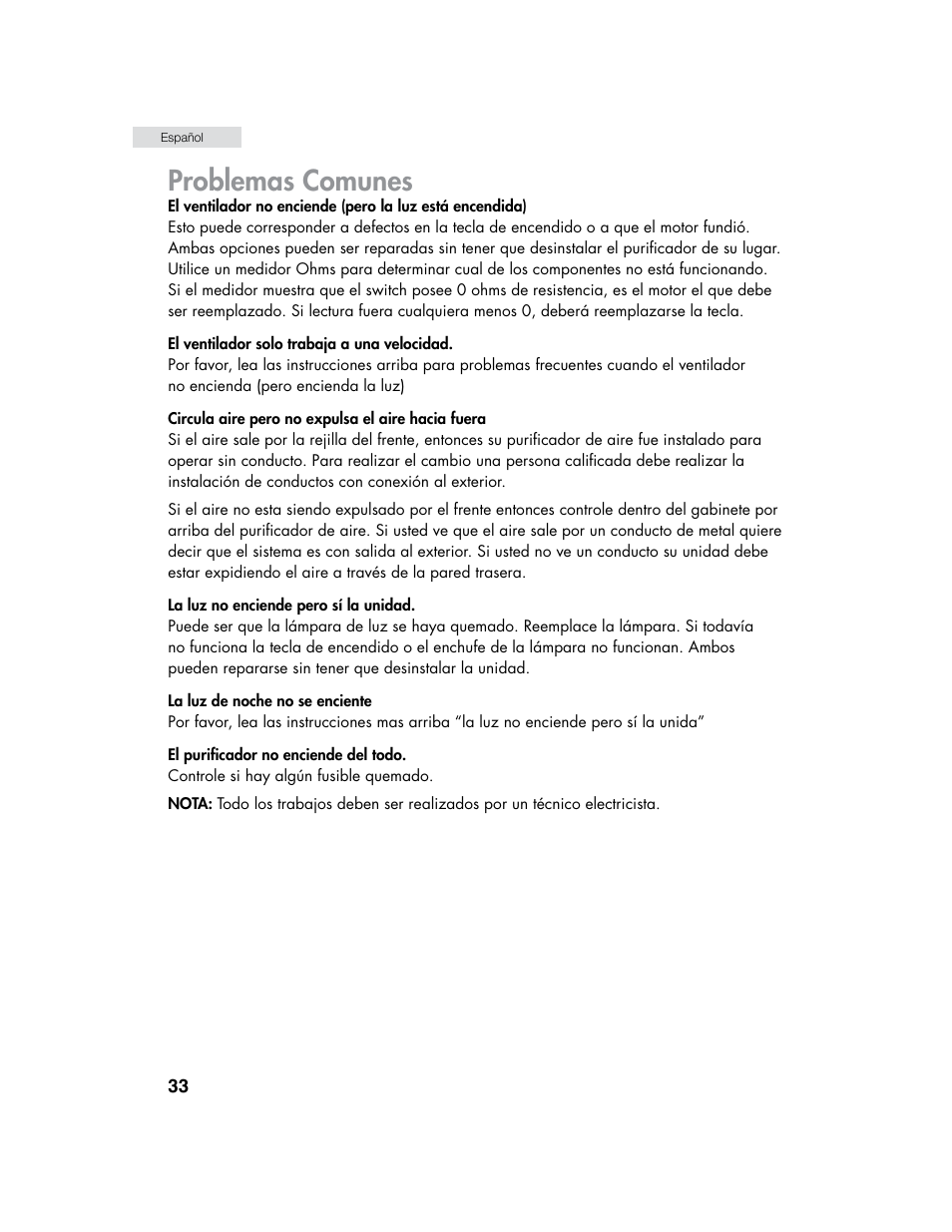 Problemas comunes | haier HHX6130 User Manual | Page 34 / 36