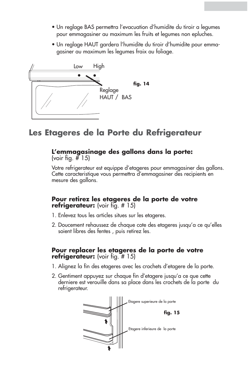 Les etageres de la porte du refrigerateur | haier HRF12WNDWW User Manual | Page 29 / 54