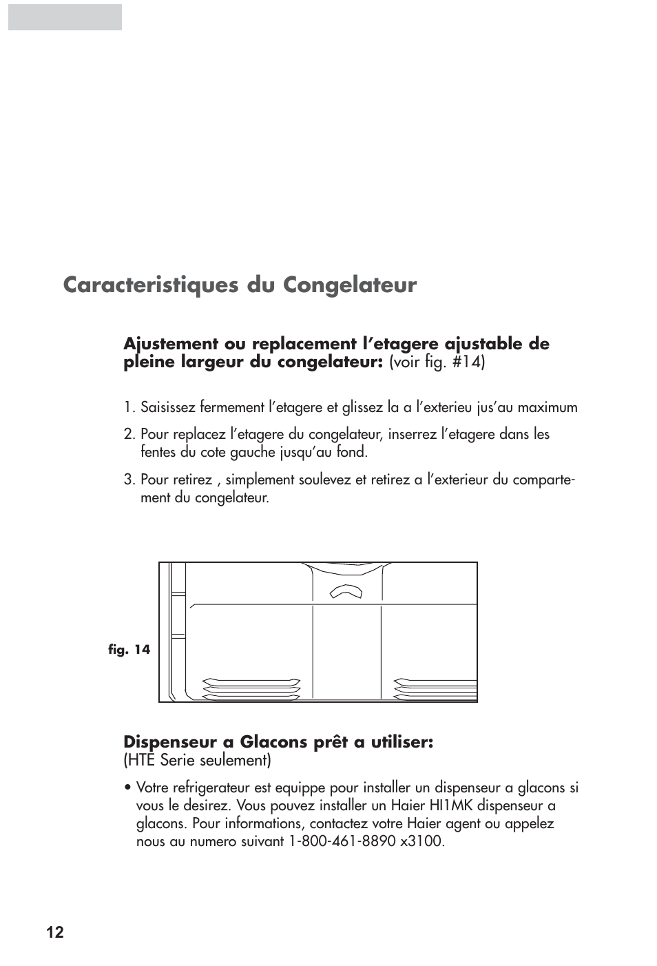 Caracteristiques du congelateur | haier HRF12WNDWW User Manual | Page 30 / 54