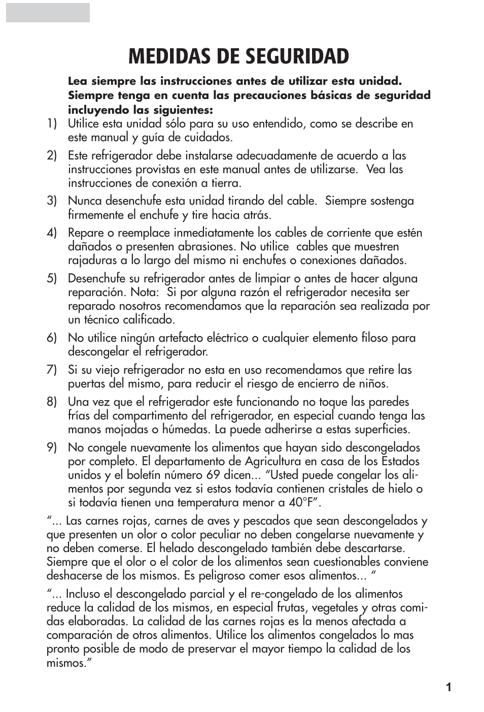 Medidas de seguridad | haier HRF12WNDWW User Manual | Page 36 / 54