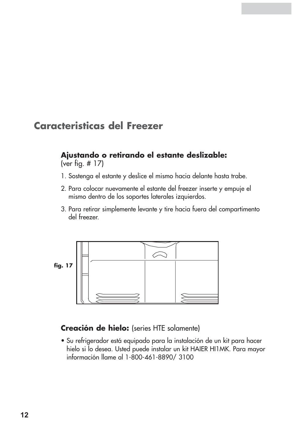 Caracteristicas del freezer | haier HRF12WNDWW User Manual | Page 47 / 54