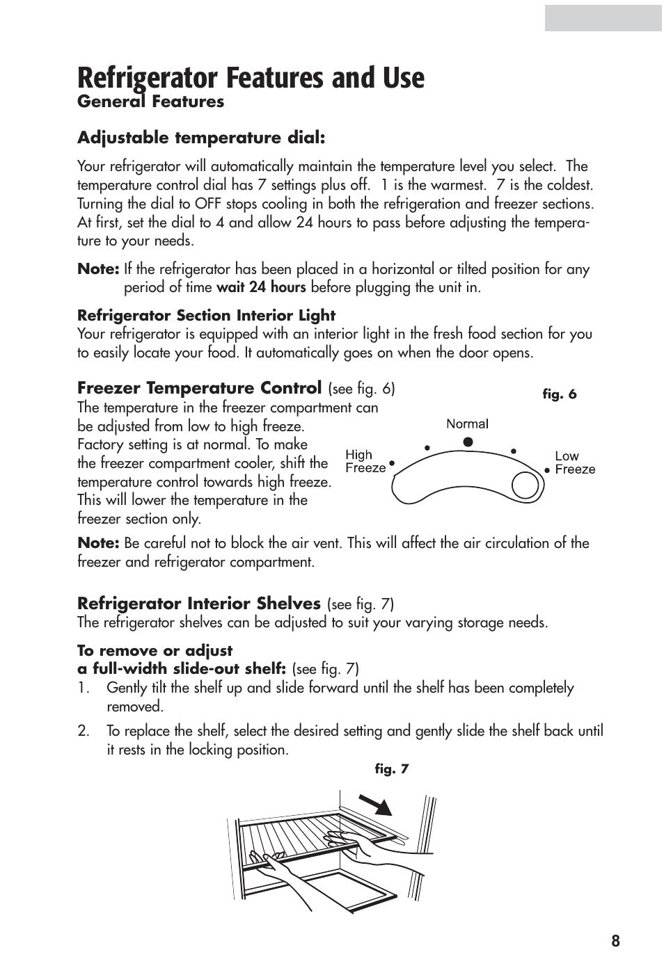 Refrigerator features and use | haier HRF12WNDWW User Manual | Page 9 / 54