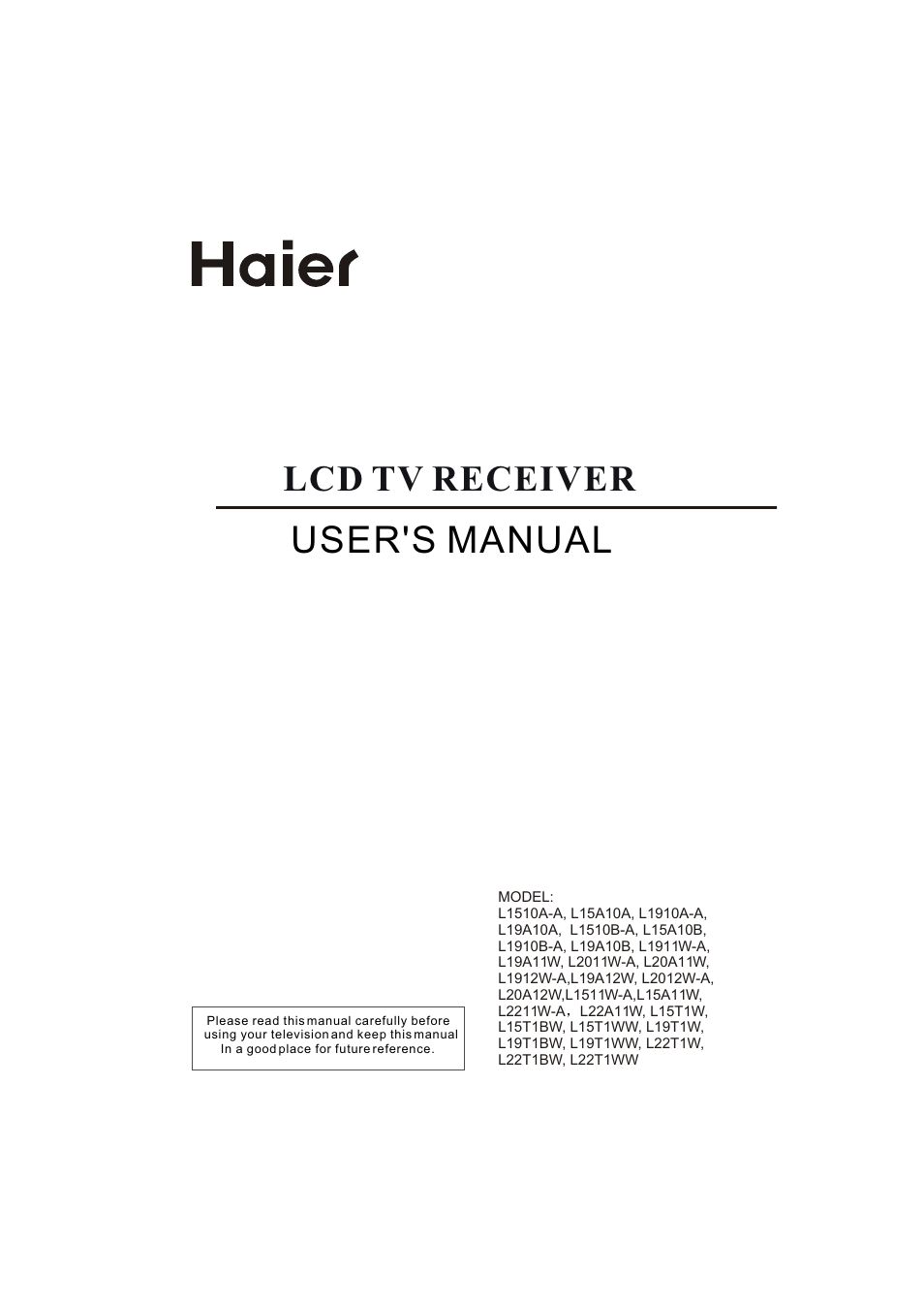 haier L15A10B User Manual | 28 pages