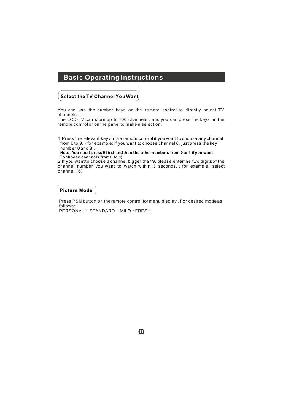 Basic operating instructions | haier L15A10B User Manual | Page 13 / 28