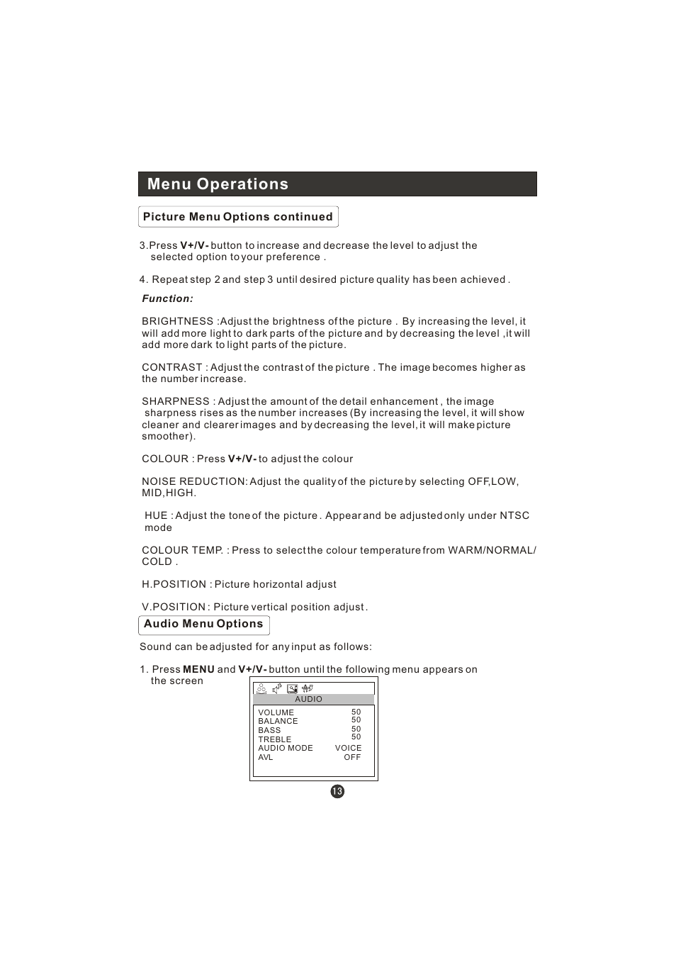 Menu operations | haier L15A10B User Manual | Page 15 / 28