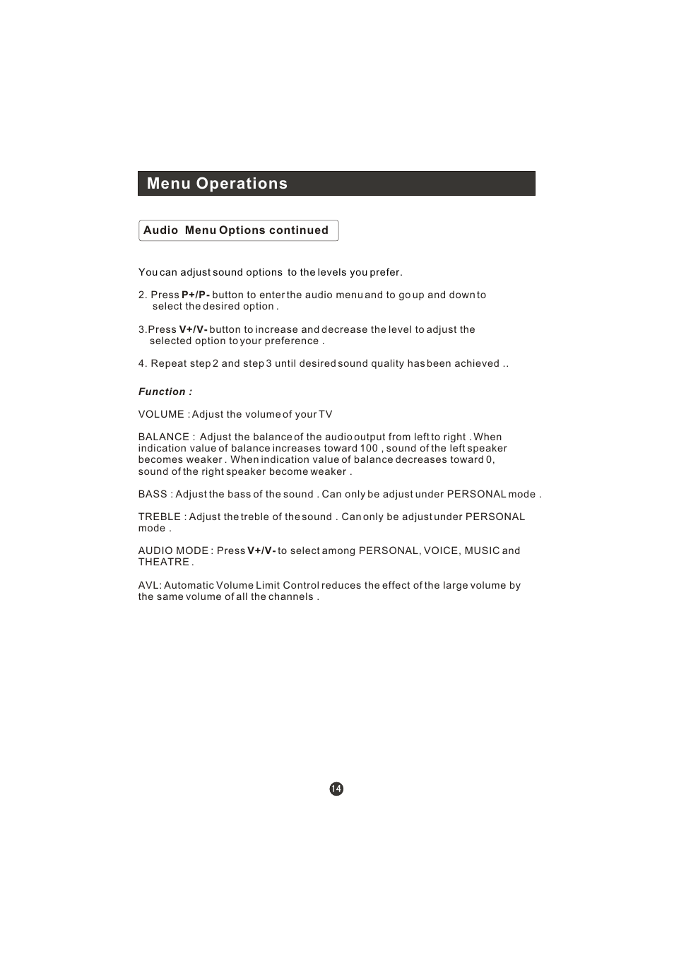 Menu operations | haier L15A10B User Manual | Page 16 / 28