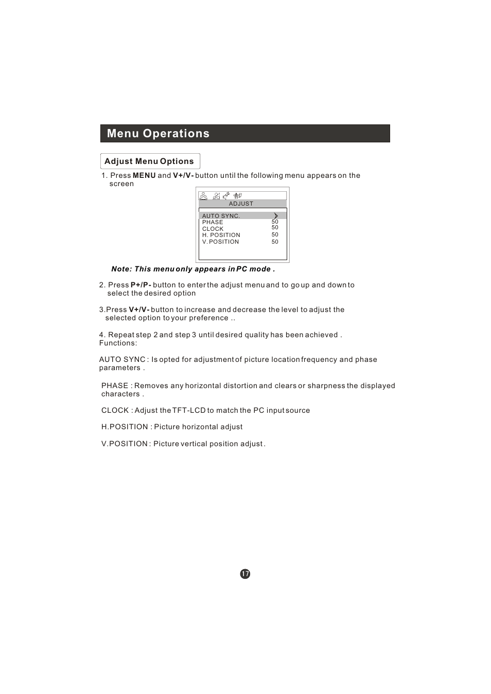 Menu operations | haier L15A10B User Manual | Page 19 / 28