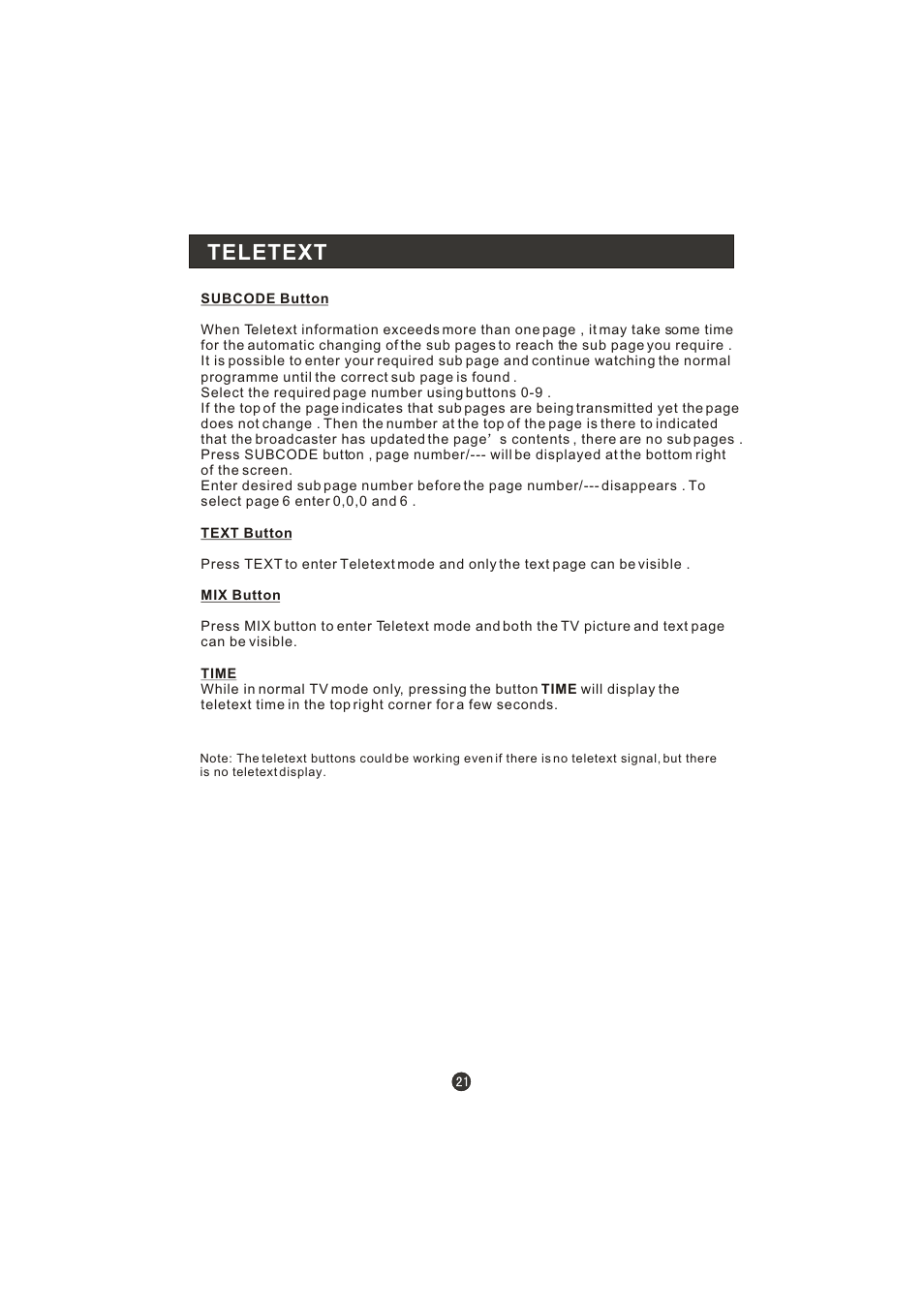 Teletext | haier L15A10B User Manual | Page 23 / 28