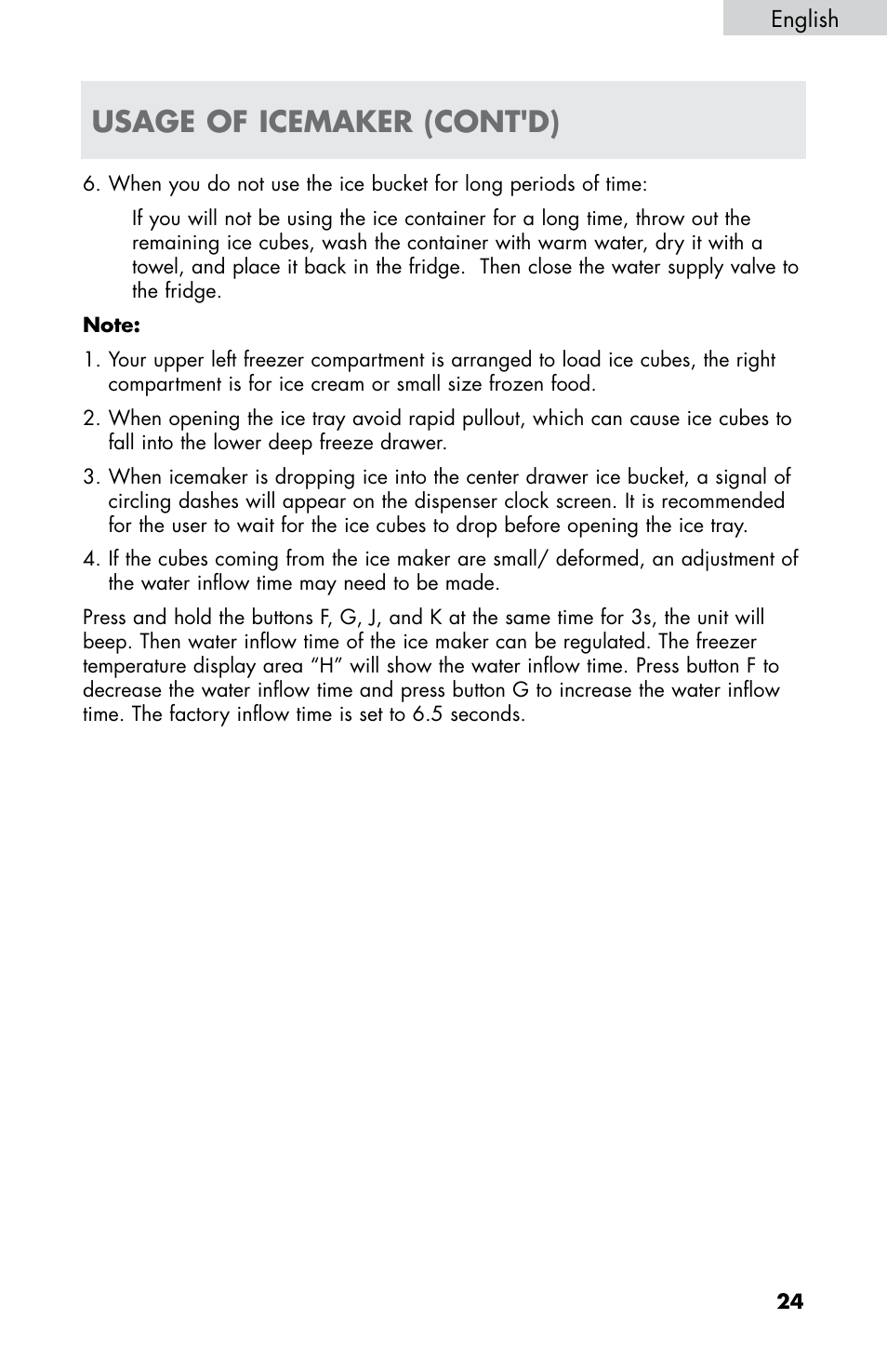 Usage of icemaker (cont'd) | haier HB21FC75 User Manual | Page 26 / 112