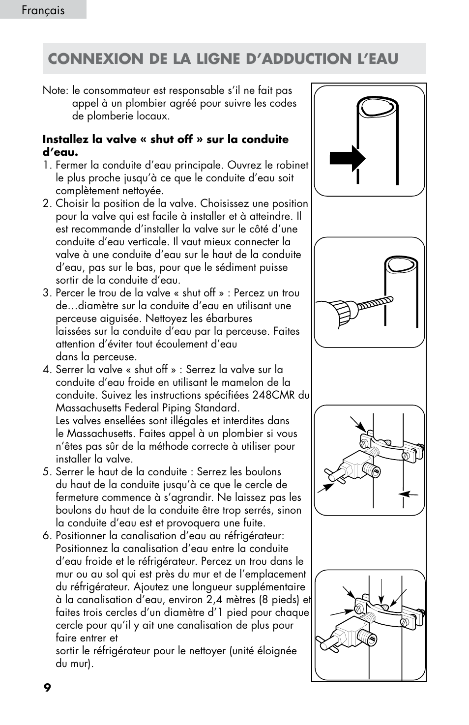 Connexion de la ligne d’adduction l’eau | haier HB21FC75 User Manual | Page 47 / 112