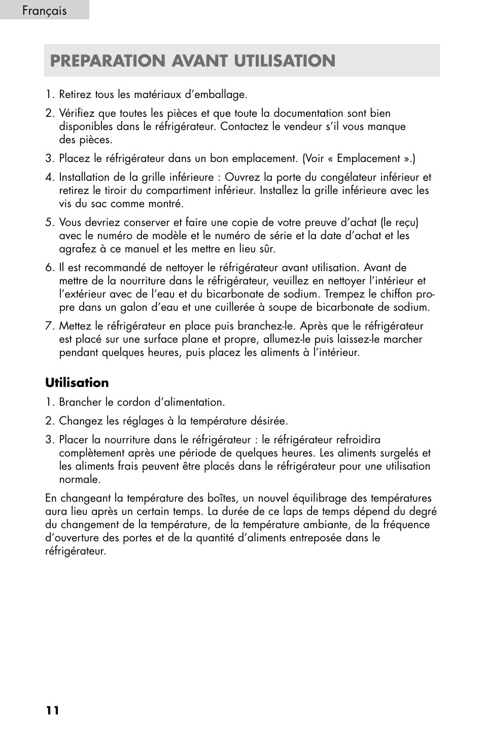 Preparation avant utilisation | haier HB21FC75 User Manual | Page 49 / 112