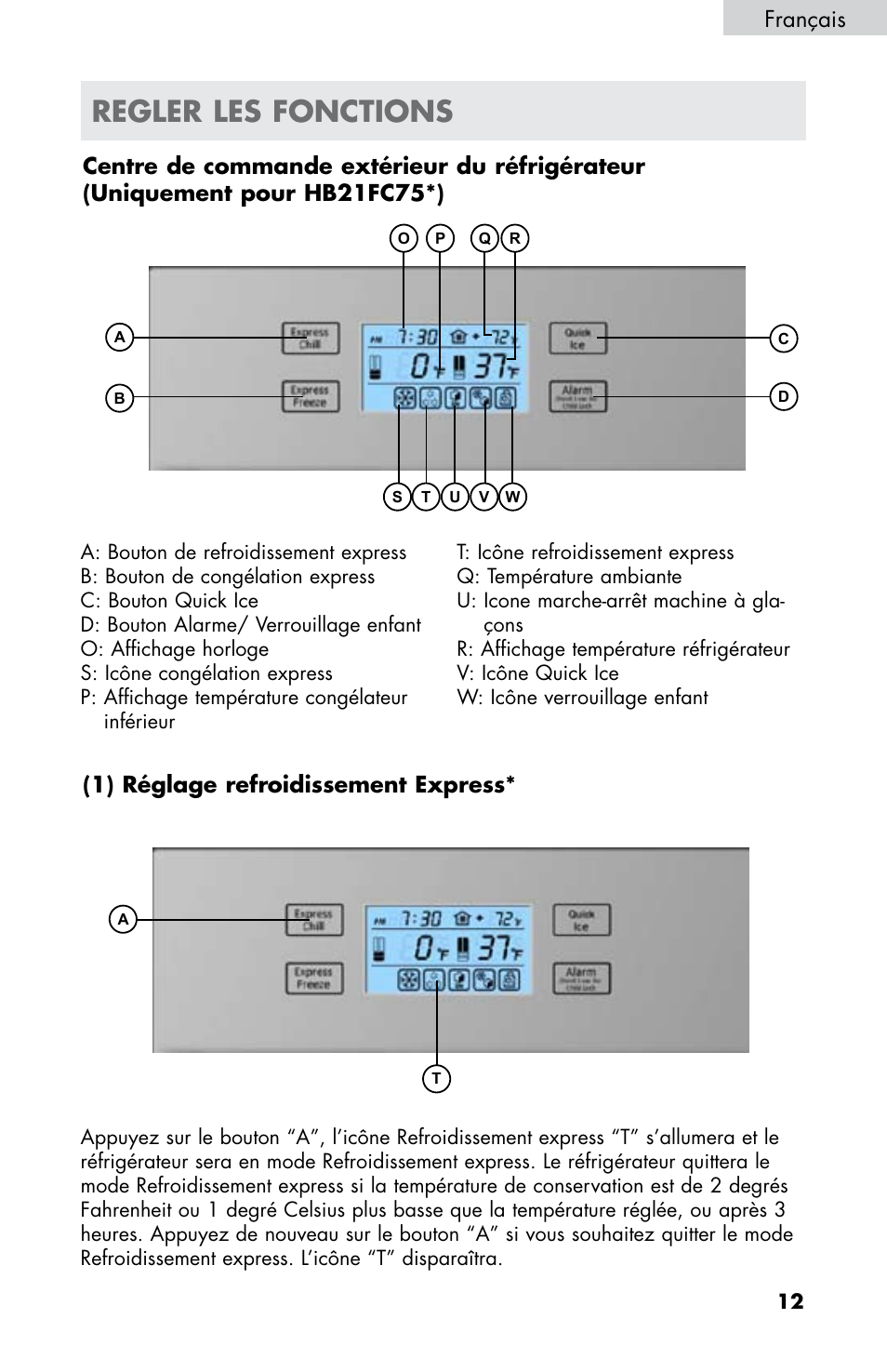 Regler les fonctions, Français | haier HB21FC75 User Manual | Page 50 / 112