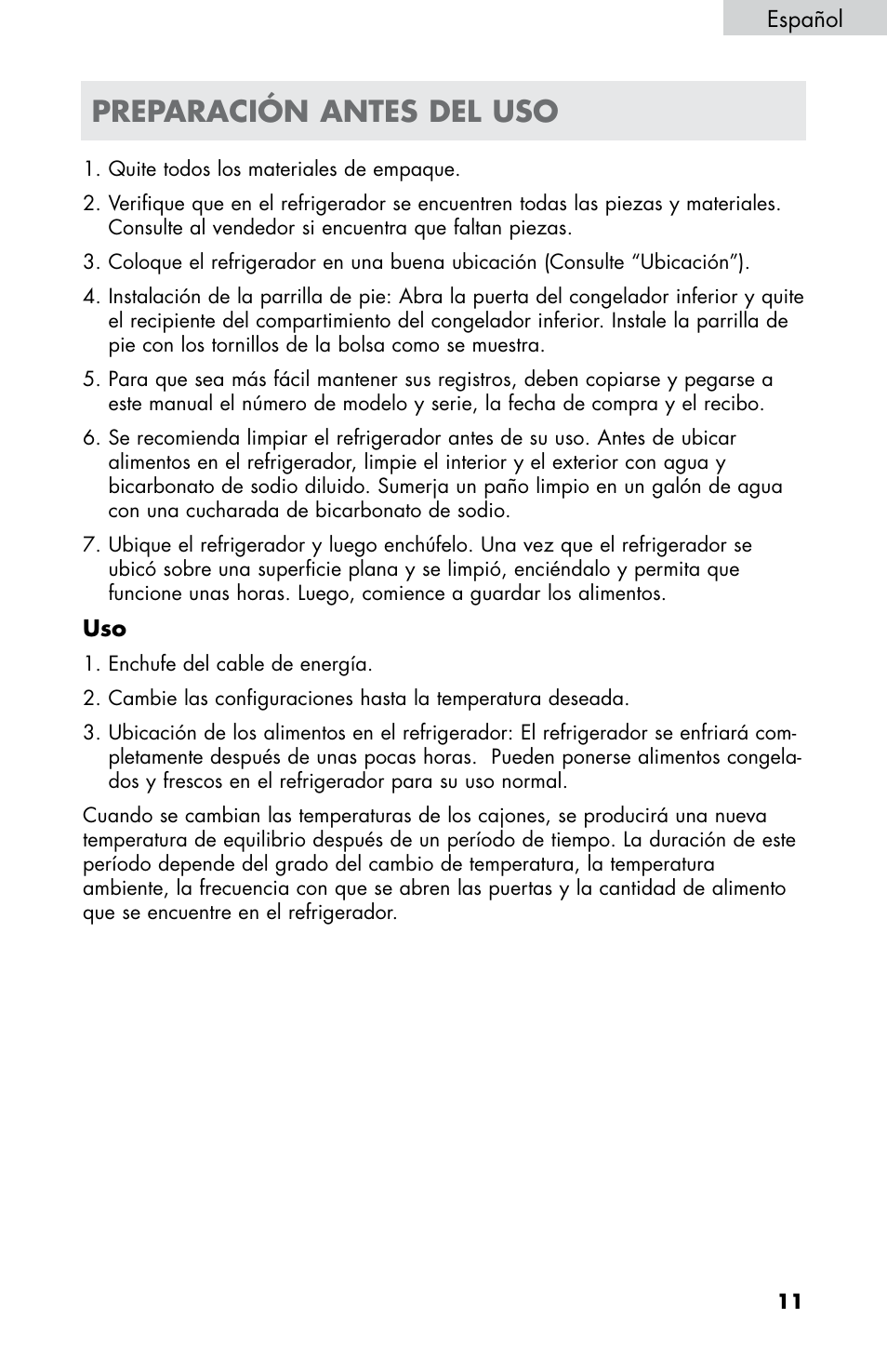 Preparación antes del uso | haier HB21FC75 User Manual | Page 84 / 112