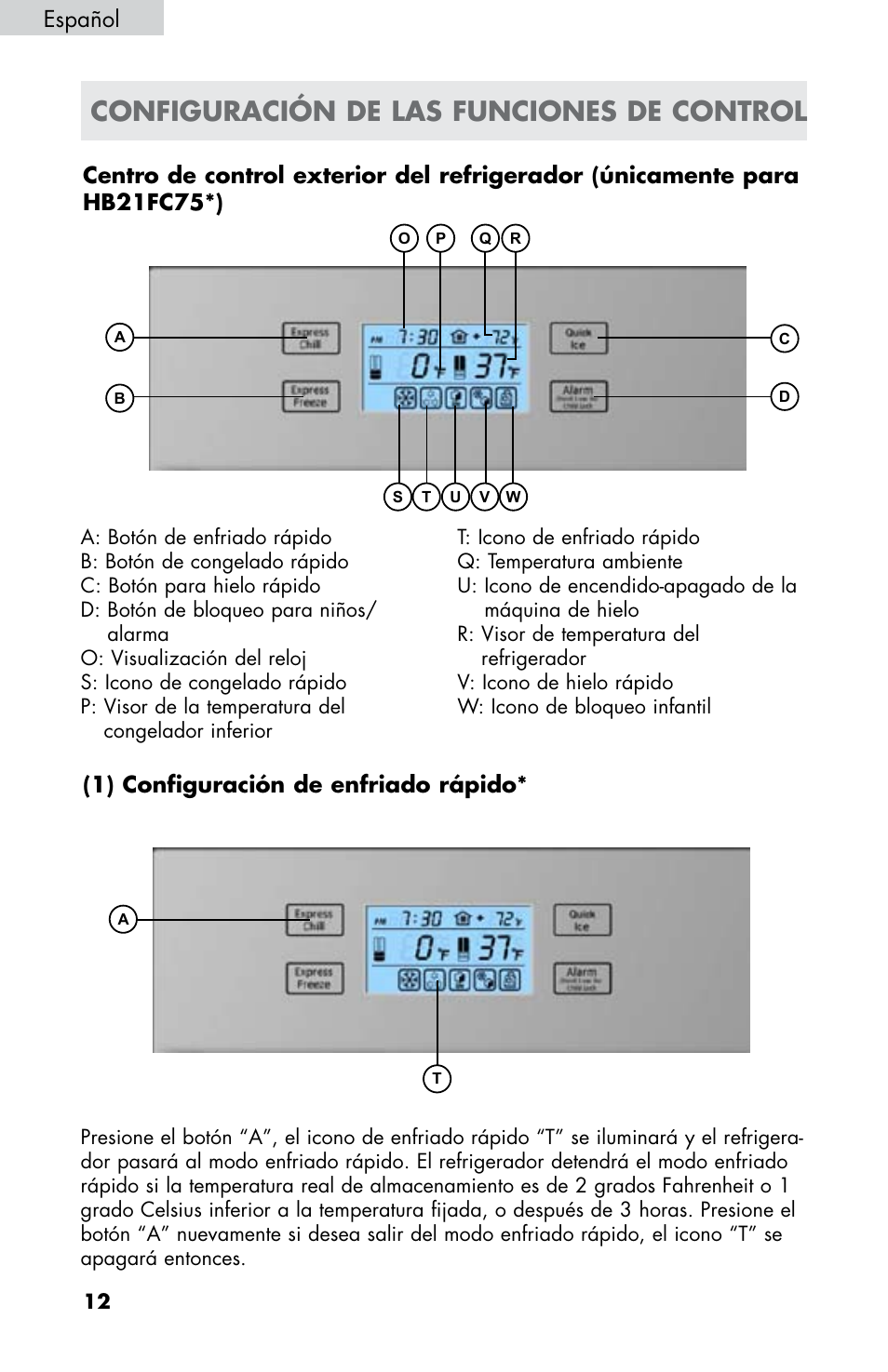 Configuración de las funciones de control, Español | haier HB21FC75 User Manual | Page 85 / 112