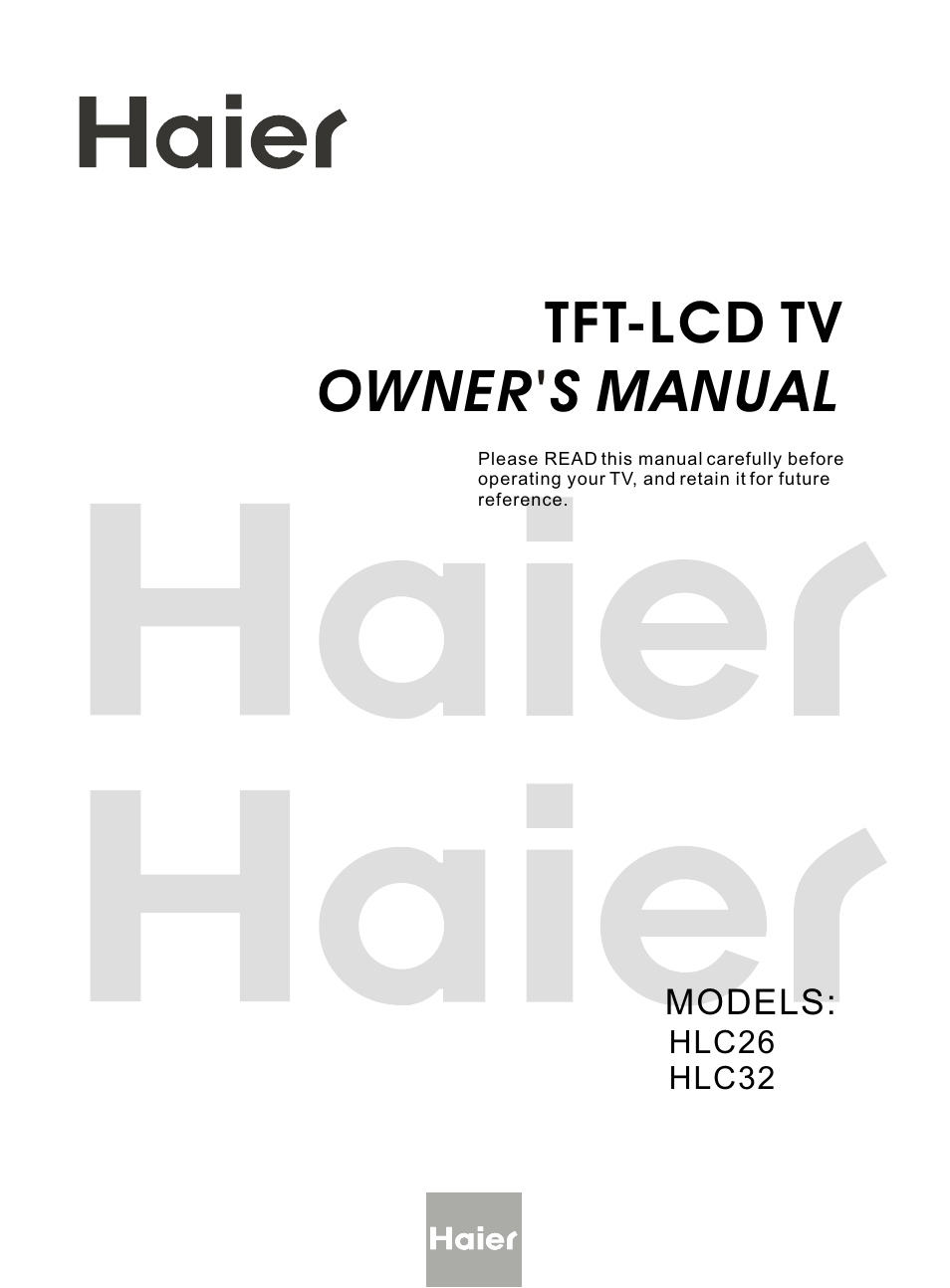 haier HLC26 User Manual | 47 pages