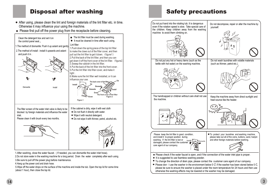 Т³гж 5, Disposal after washing, Safety precautions | haier HWM65-0566 User Manual | Page 5 / 10