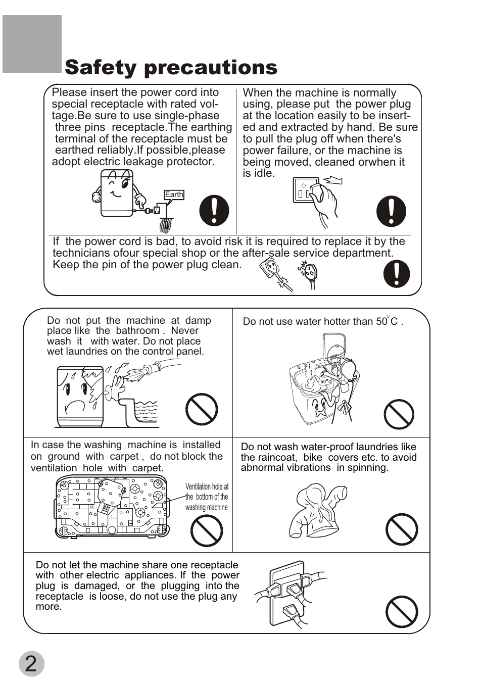 Safety precautions | haier XPB50-ASP User Manual | Page 4 / 20