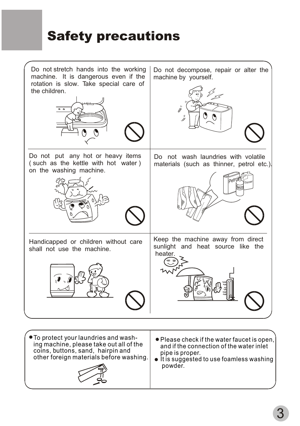 Safety precautions | haier XPB50-ASP User Manual | Page 5 / 20