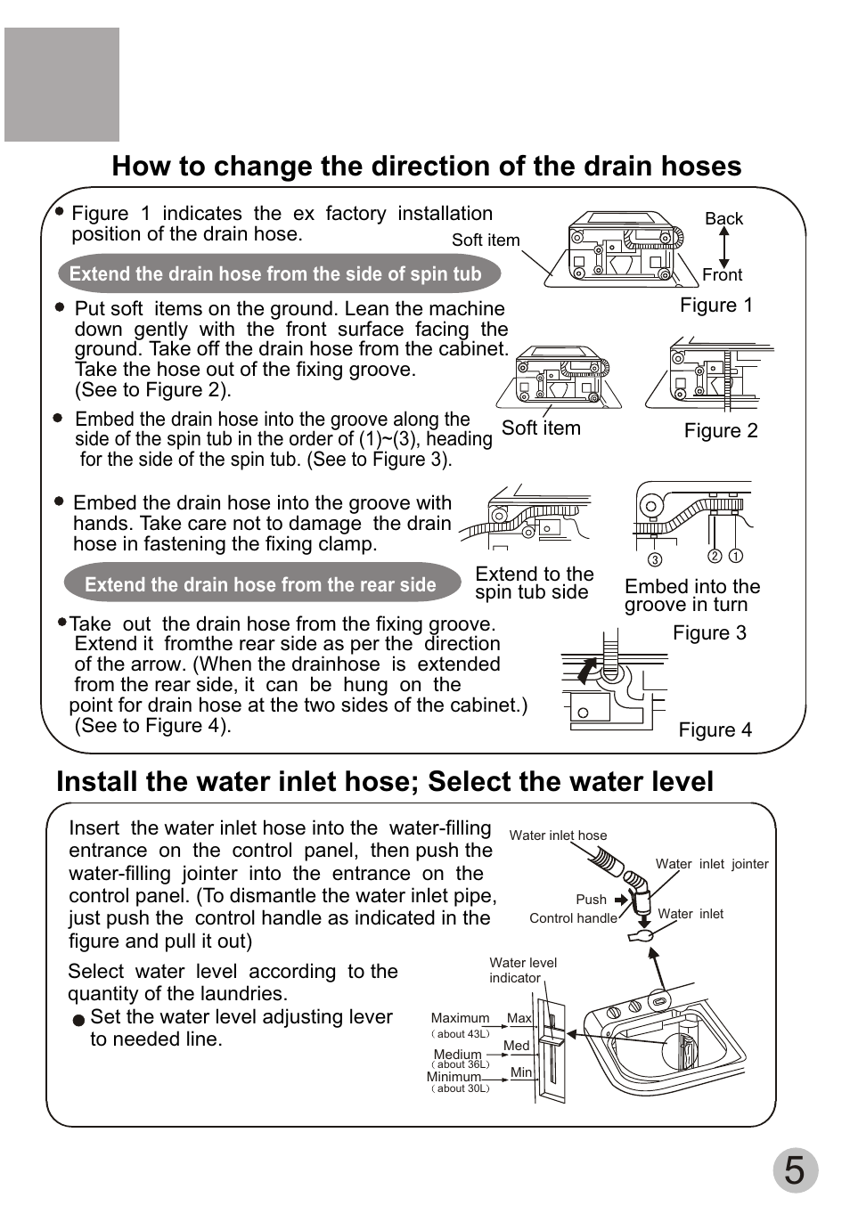 How to change the direction of the drain hoses | haier XPB50-ASP User Manual | Page 7 / 20