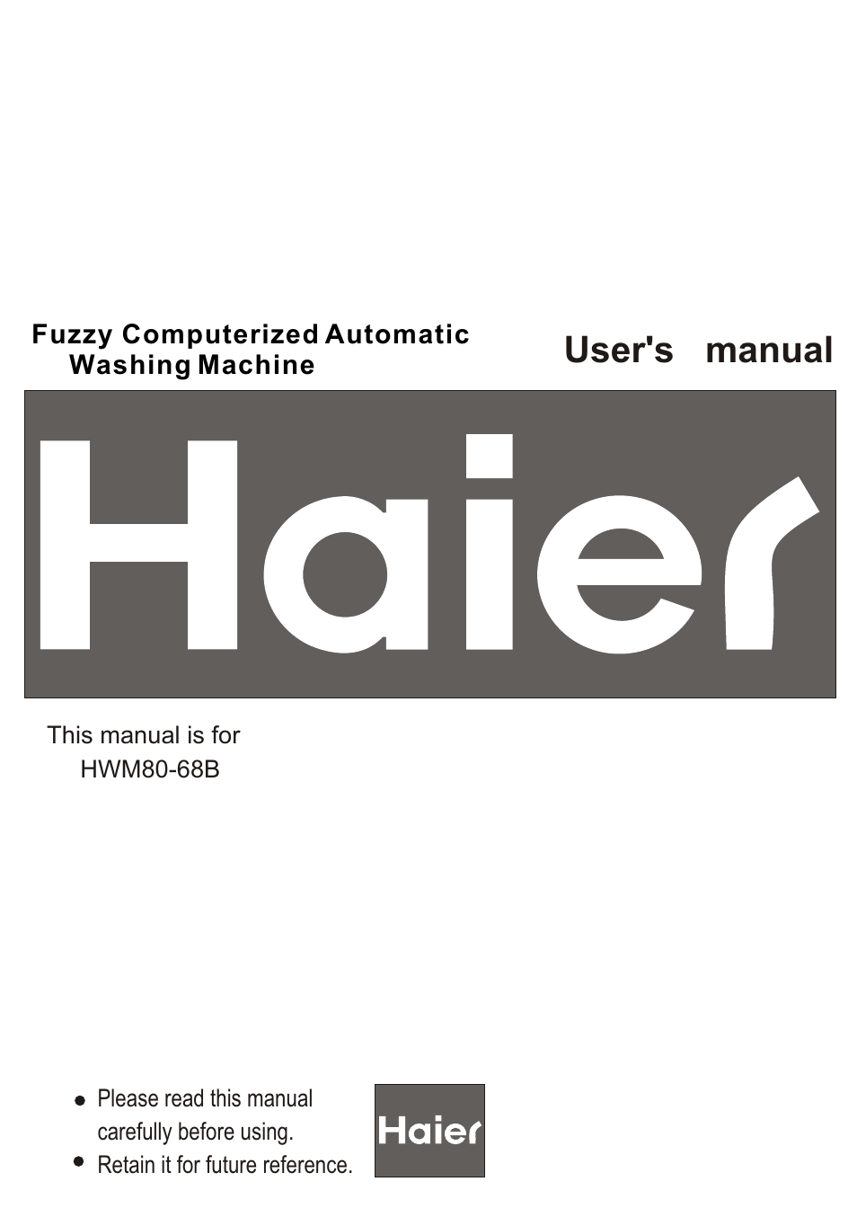 haier HWM80-68B User Manual | 18 pages