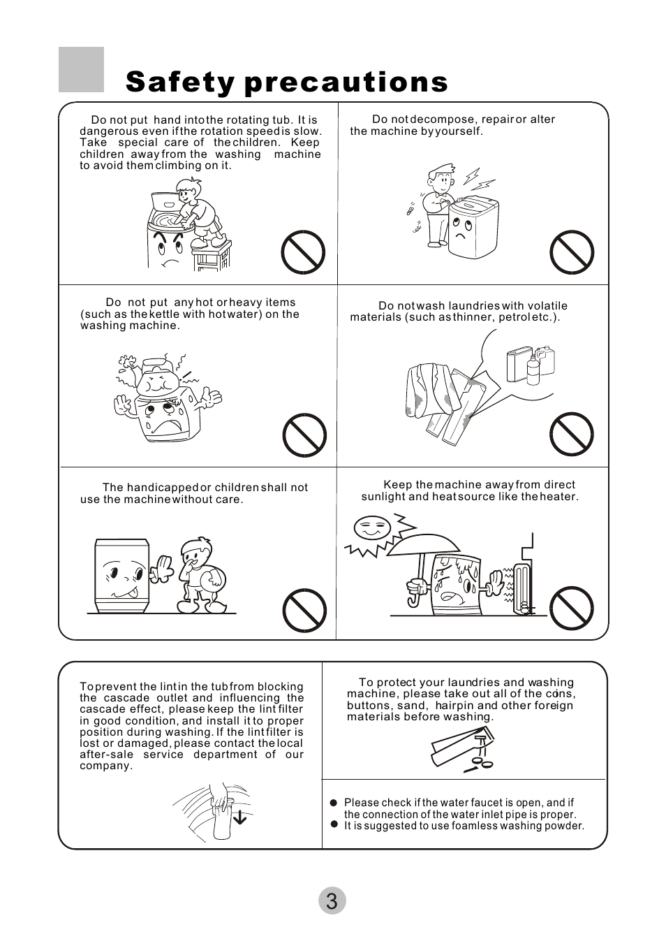 Safety precautions | haier HWM80-68B User Manual | Page 5 / 18