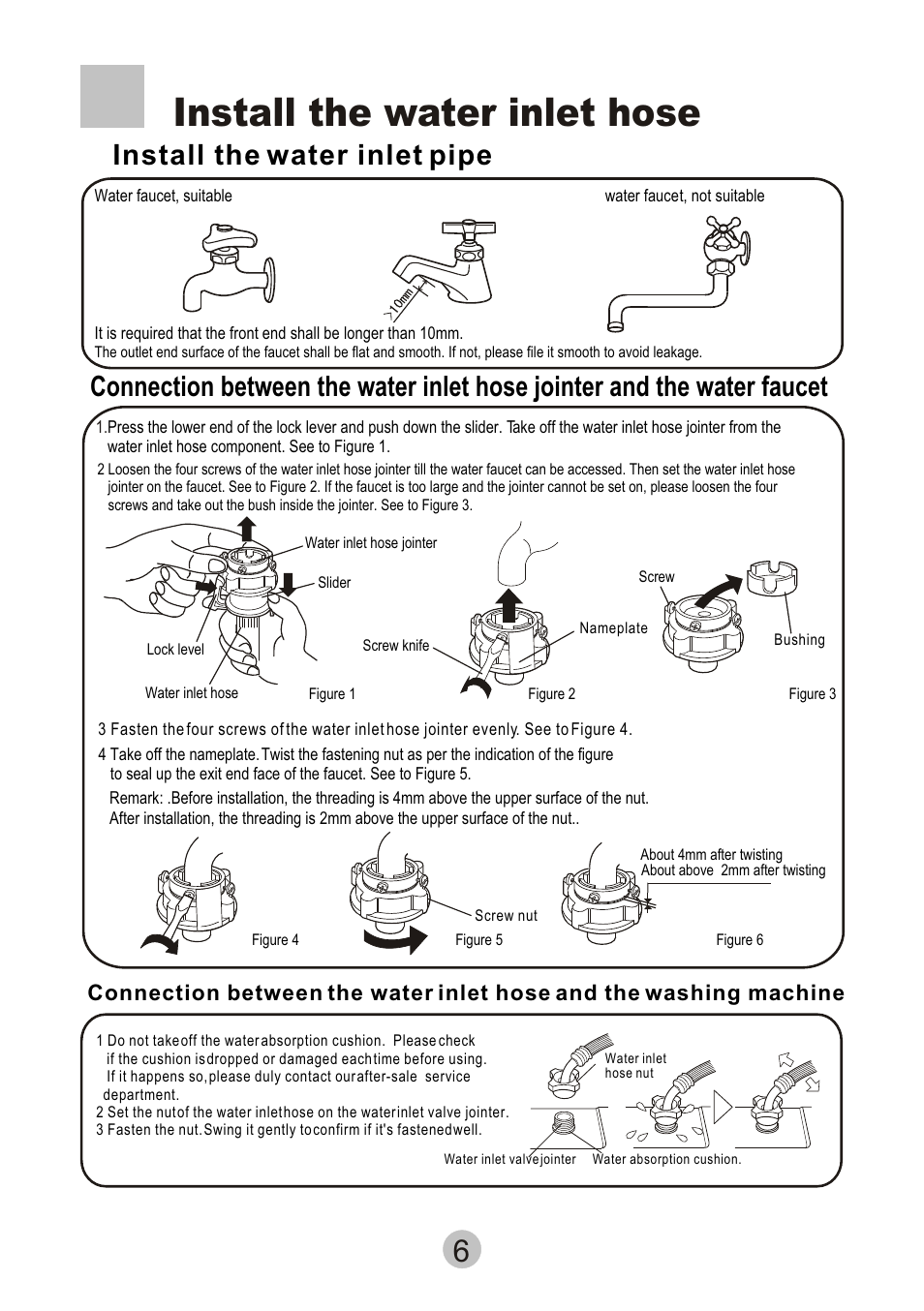 Install the water inlet hose | haier HWM80-68B User Manual | Page 8 / 18