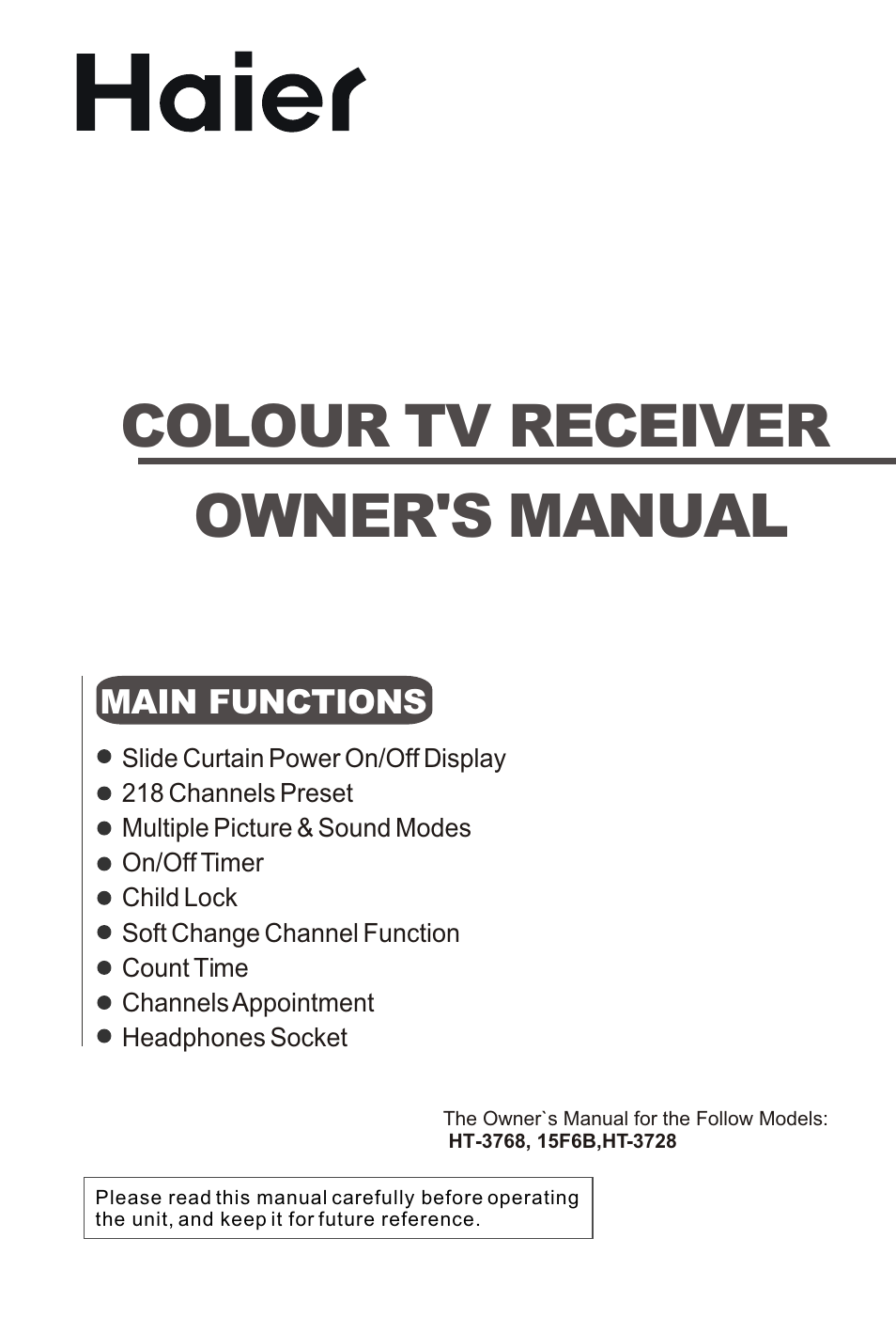 haier HT-3728 User Manual | 32 pages