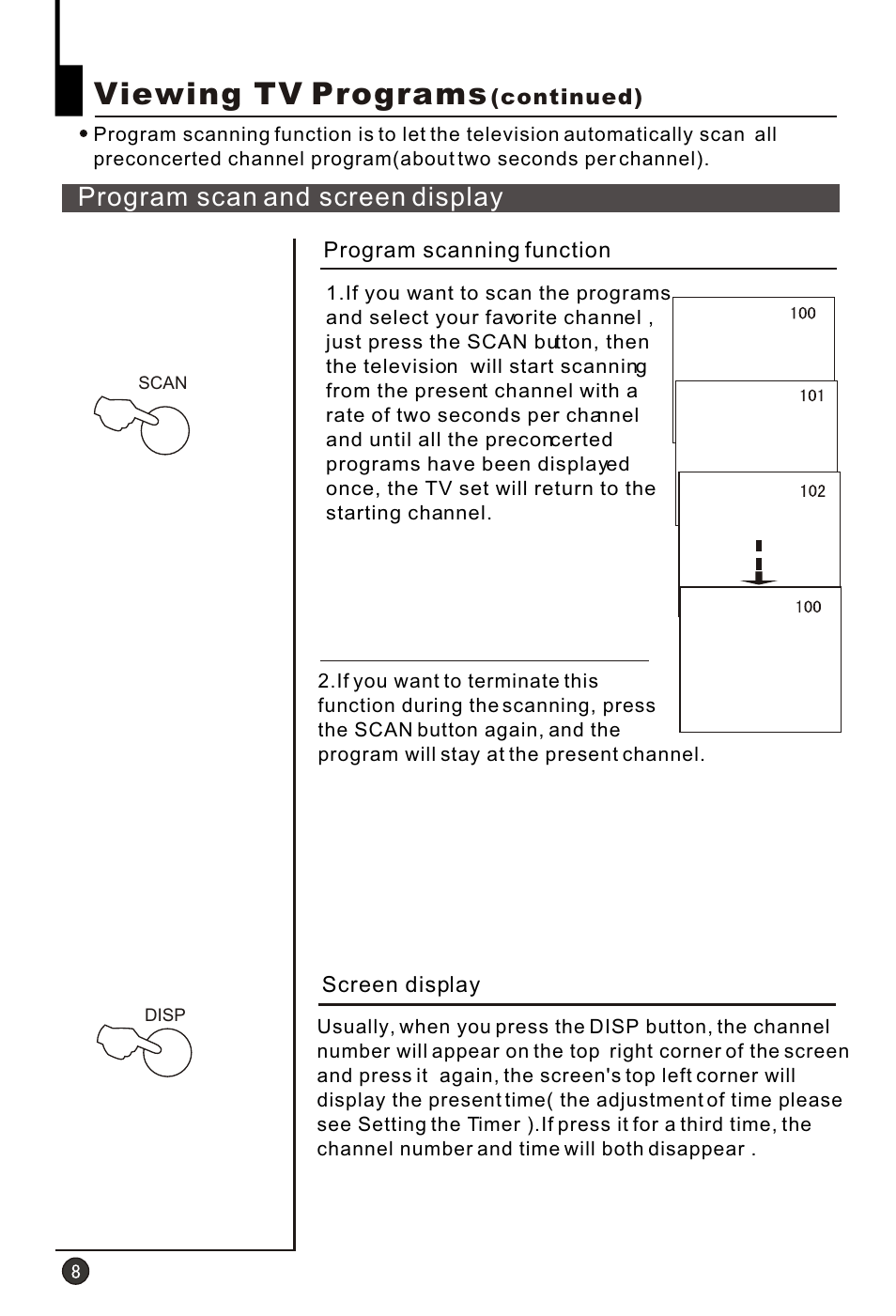 Т³гж 10, Viewing tv programs, Program scan and screen display | haier HT-3728 User Manual | Page 10 / 32
